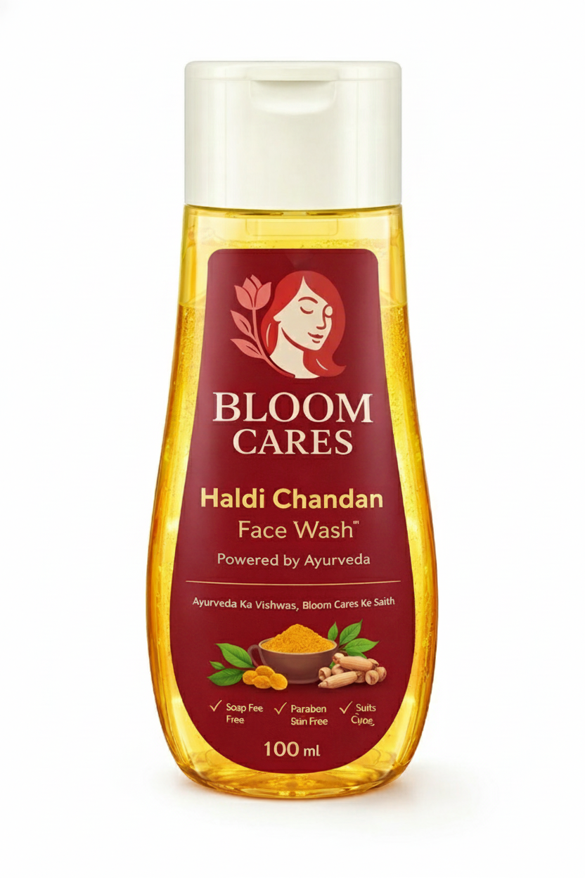 Bloom Cares Haldi Chandan Face Wash (100 ml) | Ayurvedic Cleanser with Turmeric & Sandalwood | For Oil Control, Glow & Daily Use